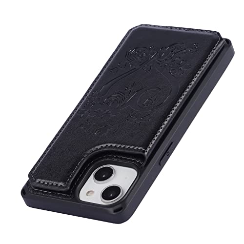 Cavor for iPhone 14 Wallet Case with Card Holder for Women, Black - color: D-Black