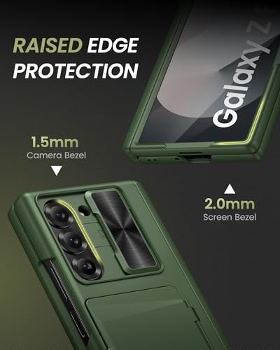 for Samsung Galaxy Z Fold 6 Case with Card Holder, Green - color: Green
