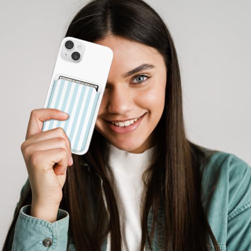 uCOLOR Upgraded Magnetic Cell Phone Wallet Card Holder-Compatible with MagSafe for iPhone 17/16/15/14/13/12 Series, Leather Magnetic Phone Wallet (Blue Stripes) - color: Blue Stripes