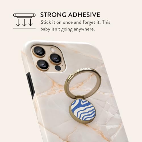 BURGA Cell Phone Ring, Holder Grip and Stand - Finger Phone Grip for Back of Smartphone Case, Kickstand 360 Rotation, Universal Ring for iPhone Samsung Galaxy Huawei Google Pixel, Stylish Accessories - color: Seven Seas, style: Gold