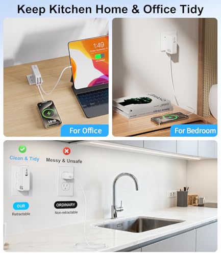 65W Retractable USB C Charger,5 in 1 Retractable Phone Charger Wall Plug - size: C + C Cords