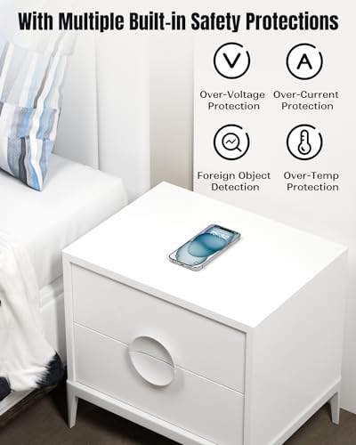 Eazpower Invisible Wireless Charger, 0-30mm Under Desk Wireless Charger, Dual Uses On or Hidden Under Table Charging Pad for Nightstand for iPhone 17/17 Pro/17 Pro Max/17 Air/16/15/14/Samsung Phone