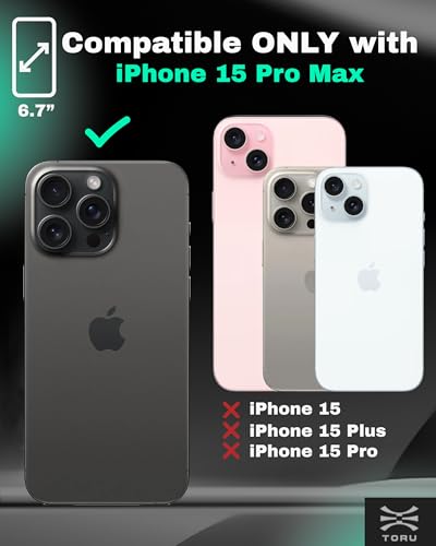 TORU CX Hybrid for iPhone 15 Pro Max Wallet Case | Dual Layer Slim Protective Hard Cover with Hidden 2-Credit Card Slot Holder - Ocean Waves Pattern