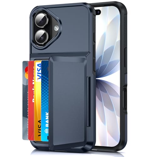 LeYi for iPhone-17 Wallet Case Blue: i Phone iphone17 Cases with Card Holder Protective iohone 17case Cover Funda para Heavy Duty Military Grade Drop Proof Hard Men iphone17case, Navy Blue - color: Blue, size: iPhone 17 6.3''