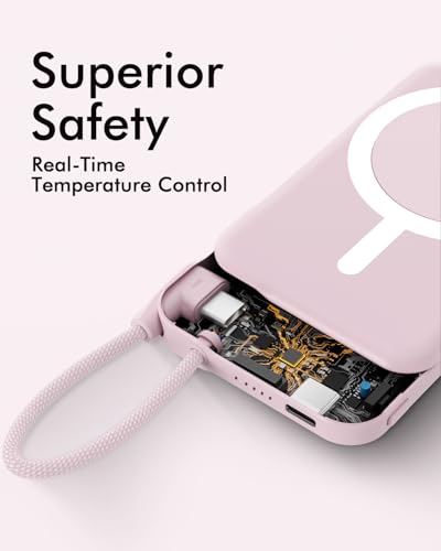 for Magsafe Power Bank 5000mAh, Slim Magnetic Portable Charger - color: Light Pink