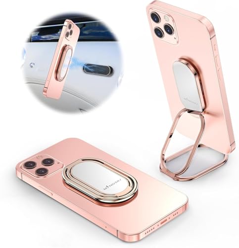 Phone Ring Holder Finger Kickstand 360°Rotation Cellphone Back Grip Foldable Cell Phone Stand for Desk Compatible with iPhone iPad Smartphones Tablets (Rose Gold) - color: Rose Gold