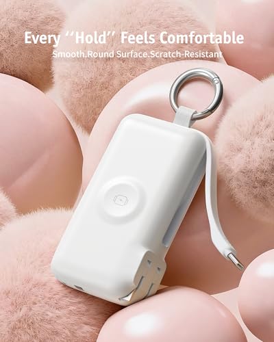 RORRY Flow Portable Charger 10000mAh 40W Wall Plug Power Bank Battery Pack - color: White