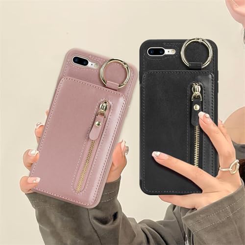 Havaya Flip Wallet Case for iPhone 8 Plus & iPhone 7 Plus - Rose Gold - color: Rose Gold-Ring, size: iPhone 8 Plus & iPhone 7 Plus
