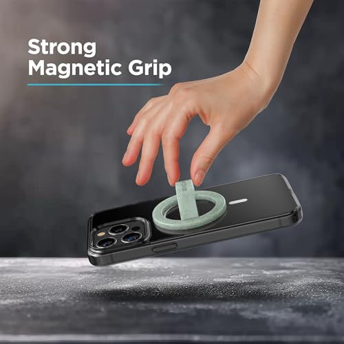 2-Pack Magnetic Phone Grip Holders Compatible with MagSafe, Soft-Touch Silicone Finger Loops for iPhone, Comfortable and Secure Fit (Clear Sparkle & Green Glitter) - color: Mint Glitter
