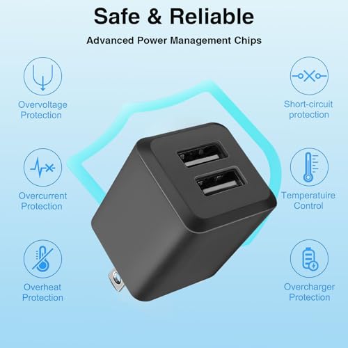 USB Wall Charger,DualPort Cube Power Adapter Charger Plug Block ChargingBox - color: black