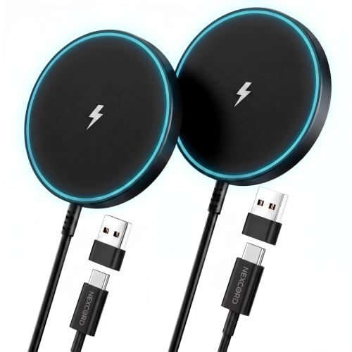 Magnetic Wireless Charger 2Pack,Charging Pad with Light,6FT Cable, Silver - color: Silver