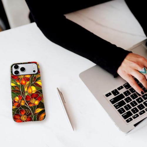Compatible with iPhone 17 Pro Max,Anti-Scratch Glossy Case Cover,Stained Glass Flower 03 - color: Stained Glass Flower 03, size: IPhone 17 Pro Max