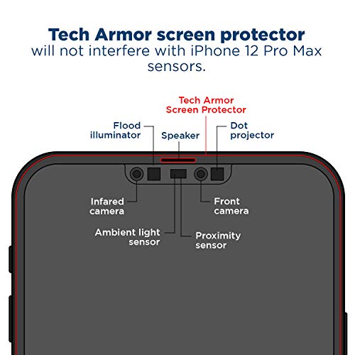 Tech Armor Screen Protector for iPhone 12 Pro Max, Ballistic Glass, 3-Pack - size: iPhone 12 Pro Max-6.7 Inch