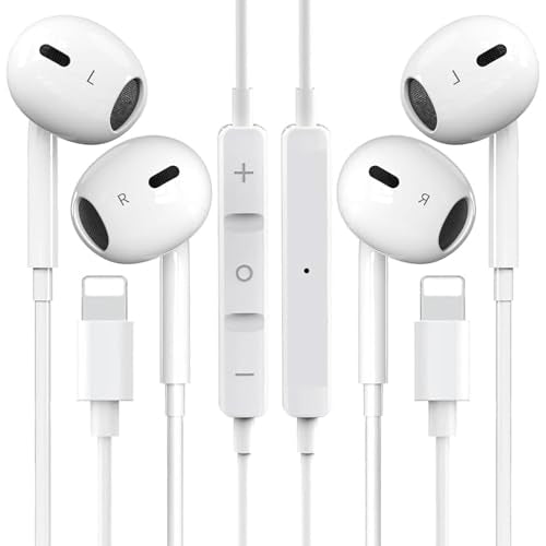 2 Pack for iPhone Headphones Wired Earbuds, in-Ear Headphones with Lighting Connector, Earphones Built in Microphone & Volume Control, Compatible with iPhone 14 13 12 11 XR XS X 8 7 Pro Pro Max Plus