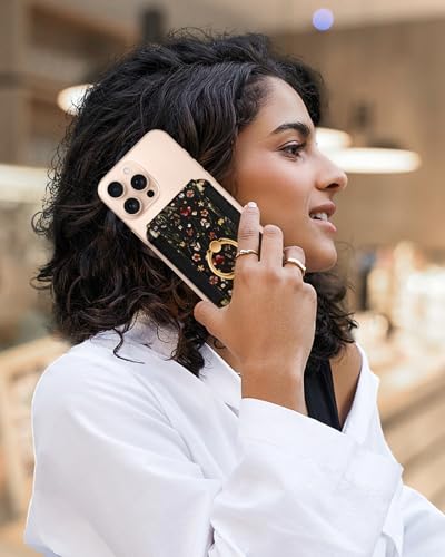Shorogyt Compatible with Magsafe Wallet with Grip, Retro Flower - color: Retro Flower