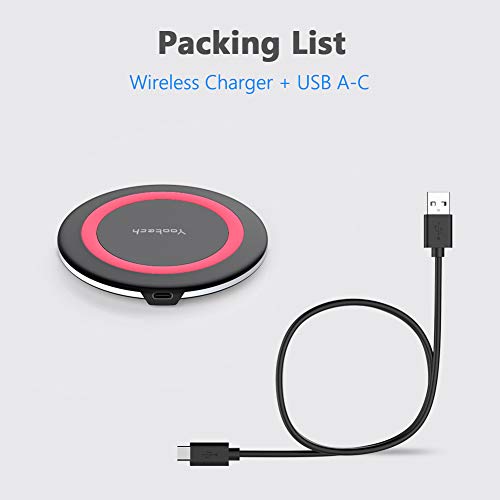 Yootech Wireless Charger,10W Max Wireless Charging Pad(No AC Adapter) | Compatible with iPhone 17/17 Pro/17 Pro Max/Air/16/15/14/13/SE 2022/12/11,Samsung Galaxy S25/S24/S23,for AirPods Pro 3 - color: Black/Red