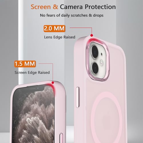 Magnetic iPhone 12/12Pro case,Compatible with Magsafe, Military-Grade Protection,Slim Translucent Matte Shockproof with Anti-Scratch Anti-Fingerprint Phone Cover (Pink, iPhone 12/12Pro) - color: Pink, size: iPhone 12/12Pro