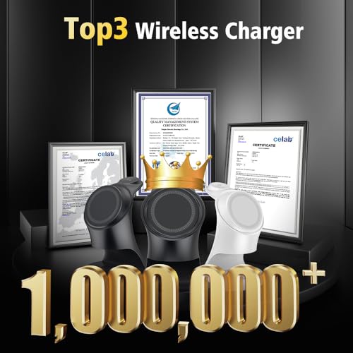 Wireless Charger,3 in 1 Magnetic Wireless Charger Stand, Fast Wireless Charging Dock for iPhone17/16/15/14/13/12 Series, Apple Watch Series, AirPods Pro. - color: Black