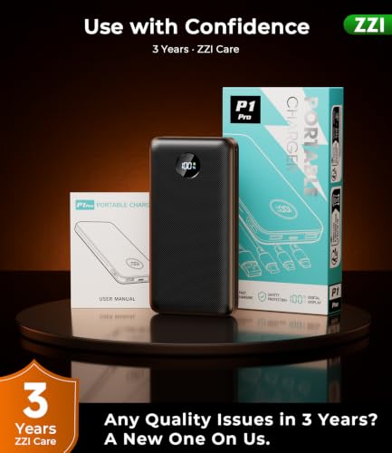 ZZI Portable Charger Power Bank 60000mAh, 22.5W PD Fast-Charge Battery Pack - color: Ebony