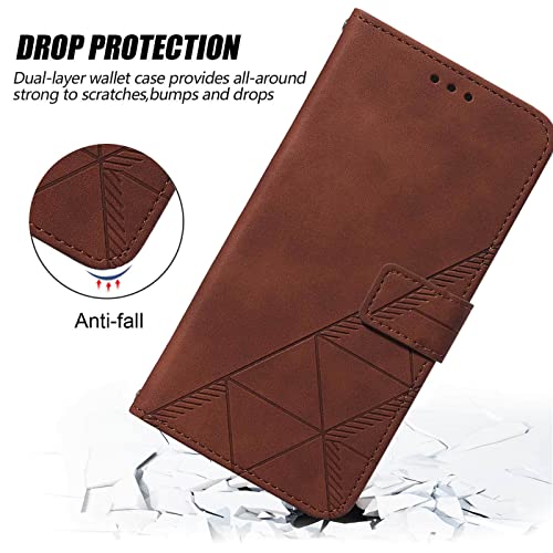 Flip Wallet Case for iPhone 17e/16e, Wrist Strap, Brown | Embossed PU Leather, Detachable Wrist Strap, Card Slots, TPU Inner, Cash Pocket, Magnetic Closure, Stand, Precise Cutouts - color: Brown