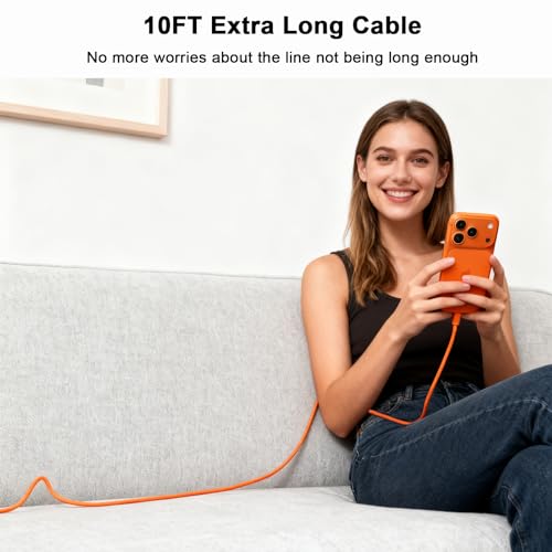 iPhone 17 Pro Max Charger Fast Charging 10FT, 40W USB C Charger Block&Cable - color: Orange, size: 1P-10FT