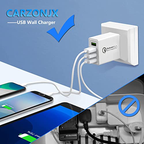 USB Charger 40W QC3.0 USB Wall Charger, 5V/3.1A 4 Port Fast Charger Block - color: (4*USB)Black