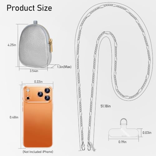 Phone Strap With Wallet,Adjustable Phone Lanyard CrossbodySilver - color: Silver