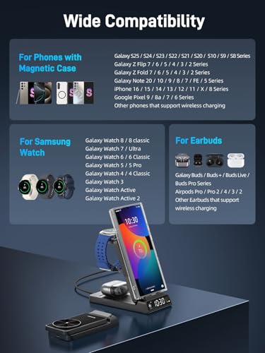 Magnetic Wireless Charger for Samsung, Nightstand Travel Android Charger - color: Carbon Fiber