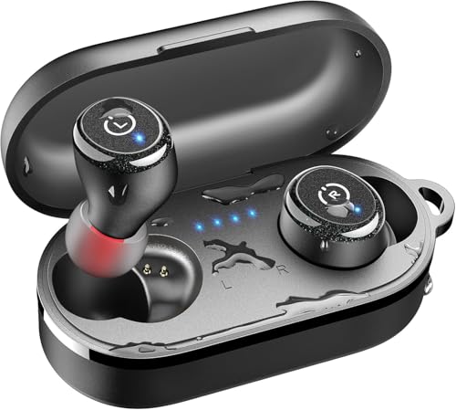 TOZO T10 Wireless Earbuds Powerful Bass Stereo Wireless Charging, APP, IPX8 - color: Black
