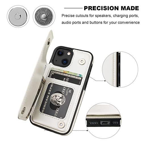 ONETOP for iPhone 12 Mini Wallet Case with Card Holder,White - color: White