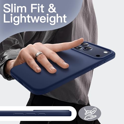 JETech Silicone Case for iPhone 17 Pro Max, Dark Blue | Silky Soft Touch, Shockproof Protection, Scratch Resistant, Microfiber Lining - color: Dark Blue, size: iPhone 17 Pro Max