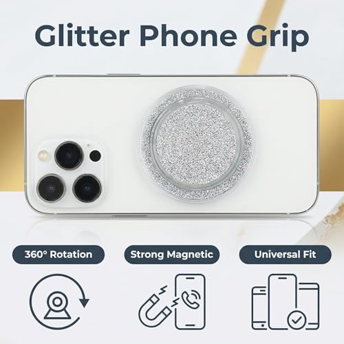 Magnetic Phone Grip for MagSafe, Bling Silver - color: Silver