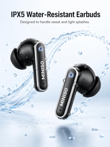 MINISO MS128 ANC Bluetooth 6.0 in-Ear Earbuds Touch Screen Charging Case - color: Black