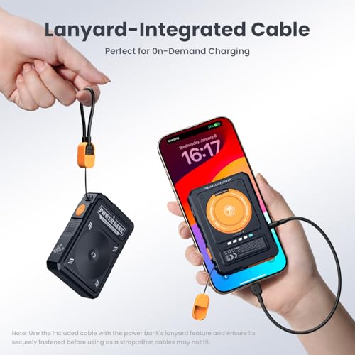 10000mAh for Magsafe Portable Charger Power Bank Built in Cables&Wall Plug - color: Blue orange
