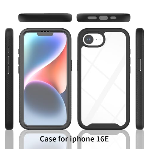 for iPhone 17e/iPhone 16e Case with Screen Protector, Light Blue | Clear Slim Phone Case, 360 Full Body Protective Cover, Rugged PC Shell Shockproof TPU Bumper, Military Heavy Duty Protection - color: Light Blue