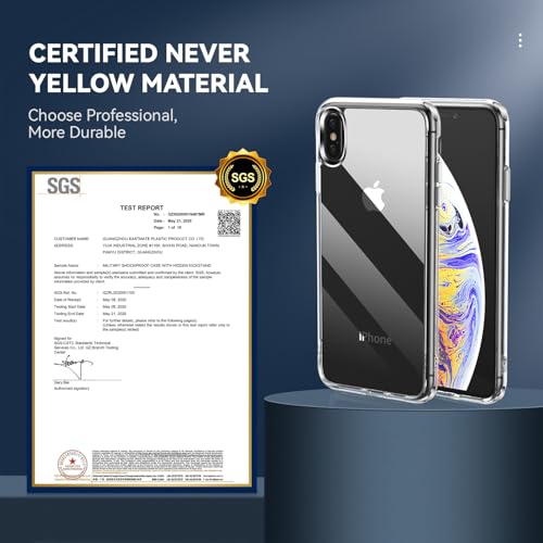 DEERLAMN Clear Case for iPhone Xs Max, Military Grade Drop Protection Anti-Scratch Transparent Ultra Slim Non-Yellowing Shockproof Protective Phone Cover - size: iPhone XS Max