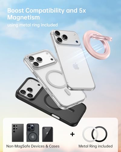 SYNCWIRE Magnetic Phone Ring Holder, for MagSafe Phone Grip Stand Kickstand - color: Light Pink