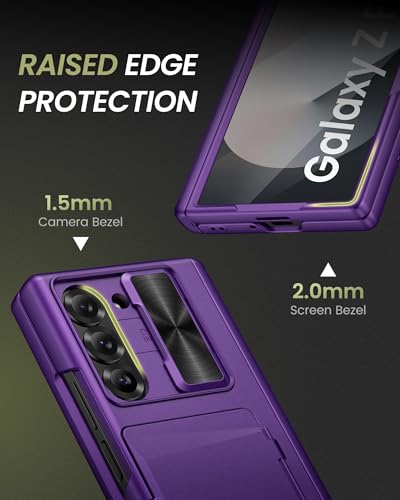 for Samsung Galaxy Z Fold 6 Wallet Case, Camera Cover, Dark Purple - color: Dark Purple