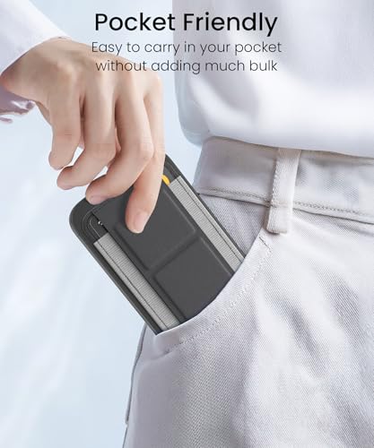 GONEZ for MagSafe Wallet with Stand, Stronger Magnetic Card Holder for iPhone 17/16/15/14/13/12 Series, Premium Leather Phone Wallet with RFID Blocking, 1 Slot, Fit 5 Cards, Deep Grey - color: DEEPGREY