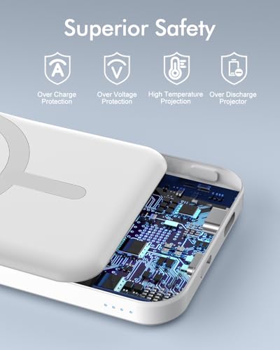 podoru for MagSafe Power Bank 5000mAh, Ultra-Slim Magnetic Portable Charger - color: Snow White
