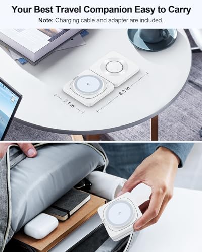 2026 Magnetic Wireless Charging Station - ADADPU 3 in 1 Foldable Charger Stand for Multiple Apple Devices, Travel Charging Pad for iPhone 17 16 15 14 13 12 Pro Max Plus, for Apple Watch AirPods