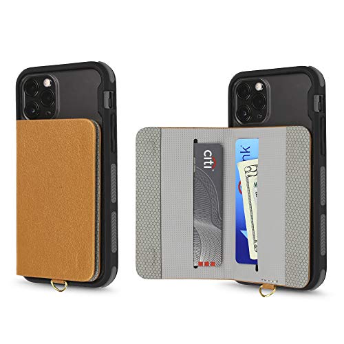 Cell Phone and Credit Card Holder with Crossbody and Wrist Straps, Stick-On Wallet w/RFID Protection Multiple Card Slots Transparent ID Pocket - color: Cream