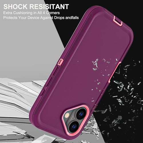 YKHJKLEC for iPhone 17 Case, Military Grade 3 in 1 Heavy Duty Shockproof/Drop Proof/Dust Proof Case with 2Pcs Tempered Glass Screen Protector (Purple/Pink) - color: Purple/Pink