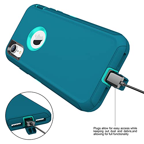MXX Compatible with iPhone Xr Case, 3-Layer Super Protective Full Heavy Duty Body Tough Rugged Bumper Cover, Shock & Dust Proof, Designed for Apple Xr Phone Case 6.1" Turquoise - color: Turquoise