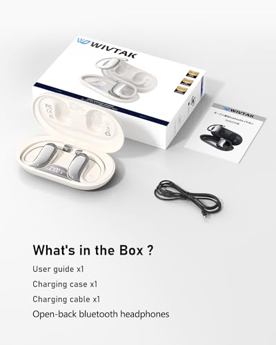 Open Ear Headphones Bluetooth 5.4, 62H Playtime, Air Conduction Wireless Earbuds with Ergonomic Earhooks, ENC Mic,IPX5,Physical Buttons, Comfort-Fit for Running, Cycling, Workouts - color: White