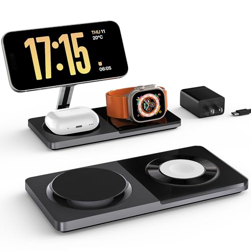 PETINO 3 in 1 Wireless Charging Station for Apple Devices with MagSafe - color: Black