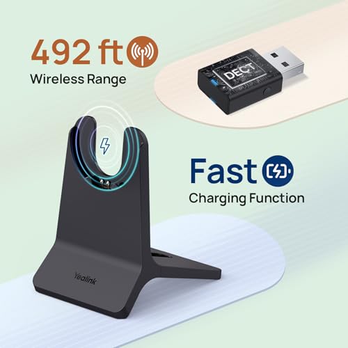 Yealink WH64 Mono Hybrid Wireless Headset with Mic DECT Dongle & Bluetooth - style: WH64 Hy-Mono with Stand