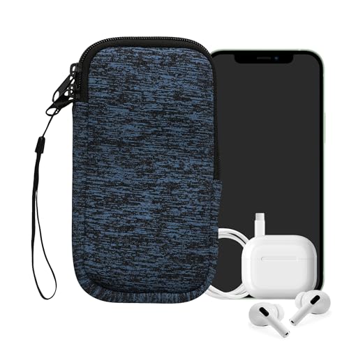 kwmobile Universal Phone Pouch Size XXL - 7" - Neoprene Smartphone Pouch with Zip - Water-Repellent Mobile Phone Case - Sleeve in Deep Ocean/Black - color: Deep Ocean / black, size: XXL - 7"