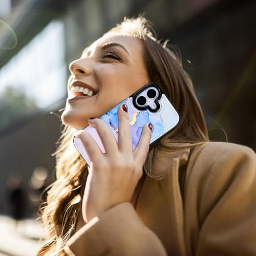 HAOPINSH Wallet Case with Card Holder for Phone 17, Pink Blue Marble Pattern Back Flip Folio PU Leather Kickstand Card Slots Case for Women Girls,Clasp Shockproof Cover 6.3" - color: Pink Blue Marble