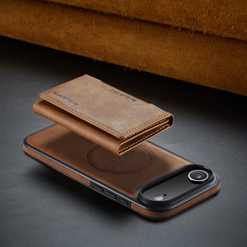K2 2 in 1 Detachable Magnetic Phone Cases Compatible with iPhone Air / 17 Air Case with Card Holder RFID Blocking , Compatible with Magsafe Wallet, Leather 6.5'' (Brown, iPhone Air) - color: Brown, size: iPhone Air